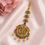 Antique Gold Temple Maang Tikka with Pearl Drops  JH8682