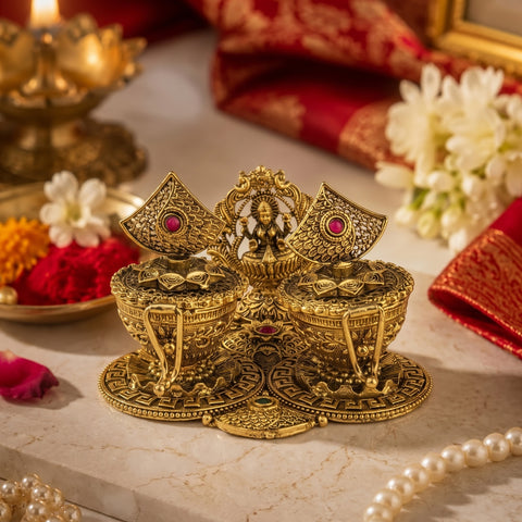Traditional And Elegant Brass Kumkum Box JH8704