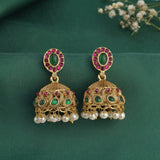 Beautiful Gold Plated South Indian Traditional Jhumka Earrings JH8712