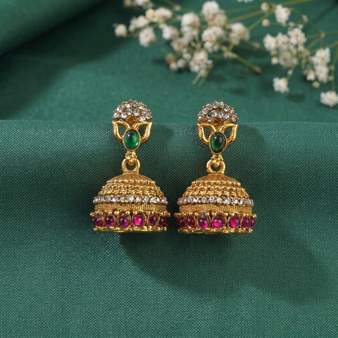 Beautiful Gold Plated South Indian Traditional Jhumka Earrings JH8714