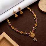 Exclusive Gold Finish Antique Necklace With Earrings JH8723