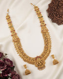 Traditional Antique Gold Finish  South Indian Temple Long Necklace Haram JH8739