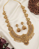 Traditional Antique Gold Finish  South Indian Temple Long Necklace Haram JH8740