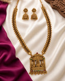 Traditional Antique Gold Finish  South Indian Temple Long Necklace Haram JH8758