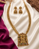 Traditional Antique Gold Finish  South Indian Temple Long Necklace Haram JH8759
