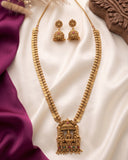 Traditional Antique Gold Finish  South Indian Temple Long Necklace Haram JH8763