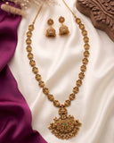 Traditional Antique Gold Finish  South Indian Temple Long Necklace Haram JH8764