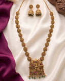 Traditional Antique Gold Finish  South Indian Temple Long Necklace Haram JH8765