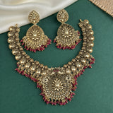 Traditional Matte Gold Finish Necklace Set JH8769