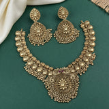 Traditional Matte Gold Finish Necklace Set JH8769