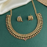 Traditional Matte Gold Finish Necklace Set JH8771