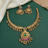 Traditional Matte Gold Finish Necklace Set JH8772