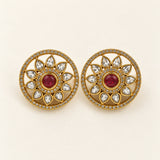 Elegant Gold Finish Antique Pearl Stud Earrings JH8782