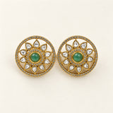 Elegant Gold Finish Antique Pearl Stud Earrings JH8782