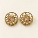 Elegant Gold Finish Antique Pearl Stud Earrings JH8782