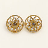 Elegant Gold Finish Antique Pearl Stud Earrings JH8782