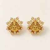 Elegant Gold Finish Antique Pearl Stud Earrings JH8783