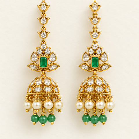 Trendy Gold Finish Premium Quality Earrings With Mattal JH8792
