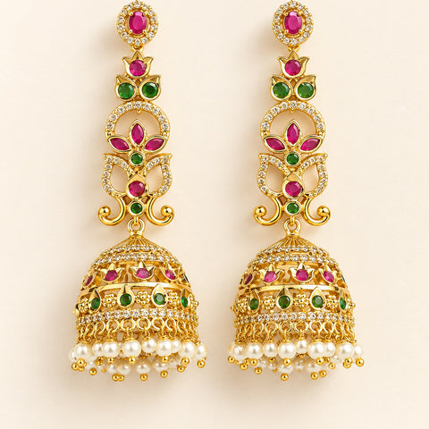 Trendy Gold Finish Premium Quality Earrings With Mattal JH8793