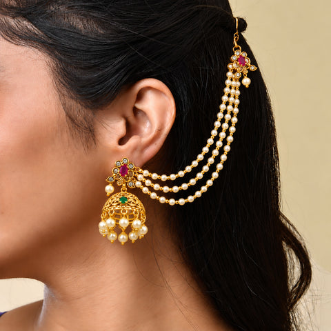 Trendy Gold Finish Premium Quality Earrings With Mattal JH8796
