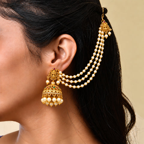 Trendy Gold Finish Premium Quality Earrings With Mattal JH8797