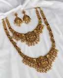 Traditional Antique Gold Temple Combo Set with Lakshmi Pendant JH8812