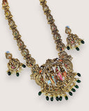 Srinivasa Kalyanam Haram Grand Antique Temple Long Necklace Set with Earrings