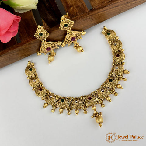 Exclusive Rajwadi Gold Plated Necklace With Earrings JH6944