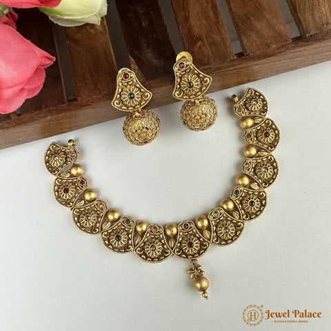 Exclusive Rajwadi Gold Plated Necklace With Earrings JH6948