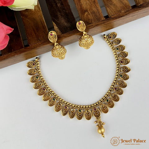 Exclusive Rajwadi Gold Plated Necklace With Earrings JH6949