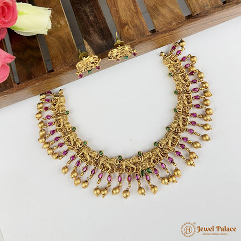 Exclusive Rajwadi Gold Plated Necklace With Earrings JH6952