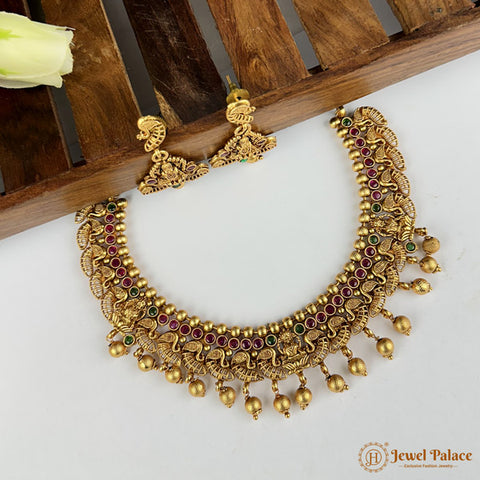 Exclusive Rajwadi Gold Plated Necklace With Earrings JH6953