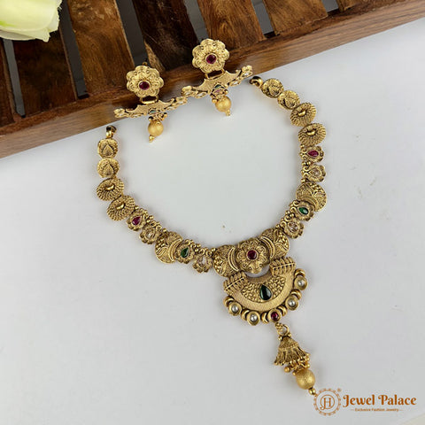 Exclusive Rajwadi Gold Plated Necklace With Earrings JH6955