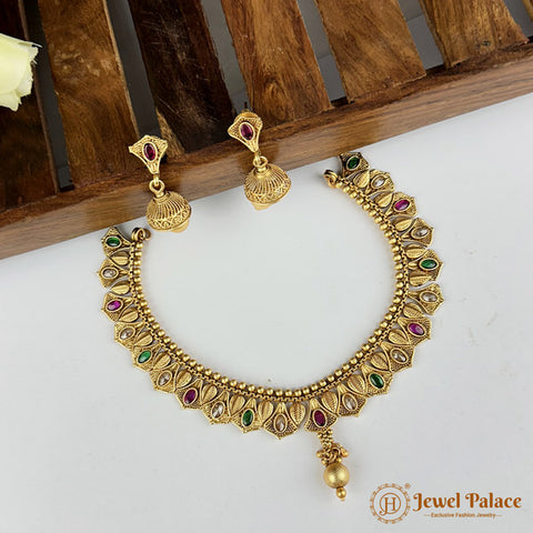 Exclusive Rajwadi Gold Plated Necklace With Earrings JH6956