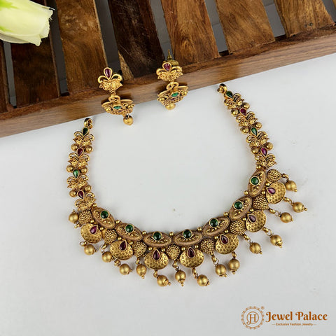 Exclusive Rajwadi Gold Plated Necklace With Earrings JH6957