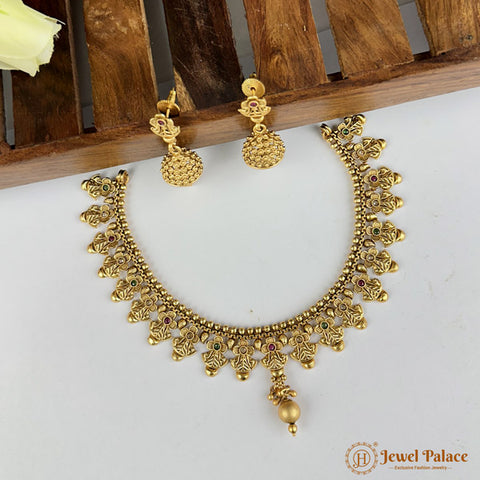 Exclusive Rajwadi Gold Plated Necklace With Earrings JH6960