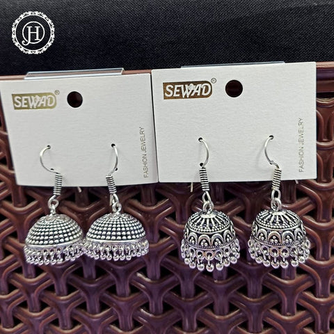 Silver Plated Beautiful Oxidised Jhumkas Combo Set JH466