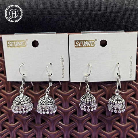 Silver Plated Beautiful Oxidised Jhumkas Combo Set JH469