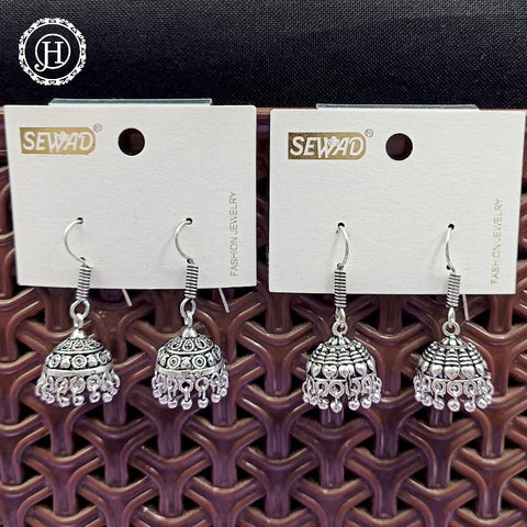 Silver Plated Beautiful Oxidised Jhumkas Combo Set JH470