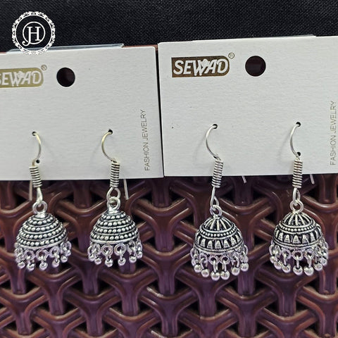 Silver Plated Beautiful Oxidised Jhumkas Combo Set JH471