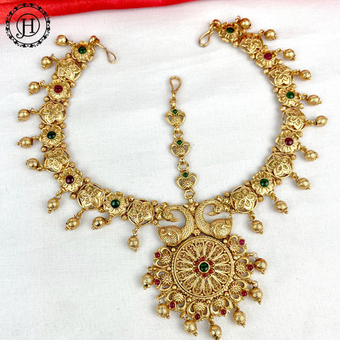 Jewel Palace Traditional Pearl & Stone Mathapatti Maang Tikka