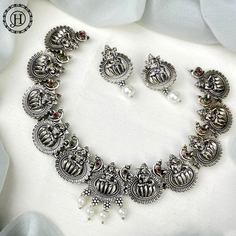 German Silver Oxidized Necklace With Earrings