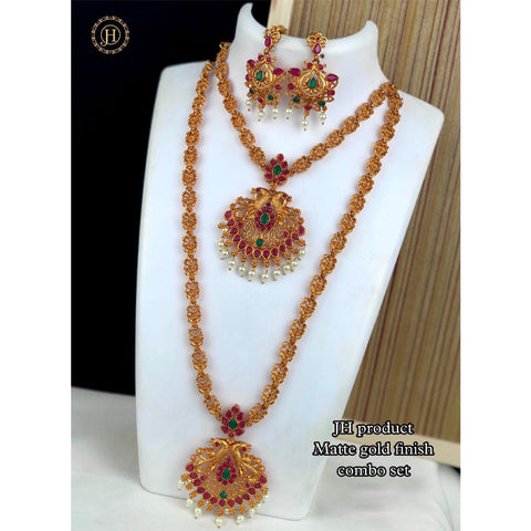 Exclusive Gold Finish Combo Necklace Set JH074