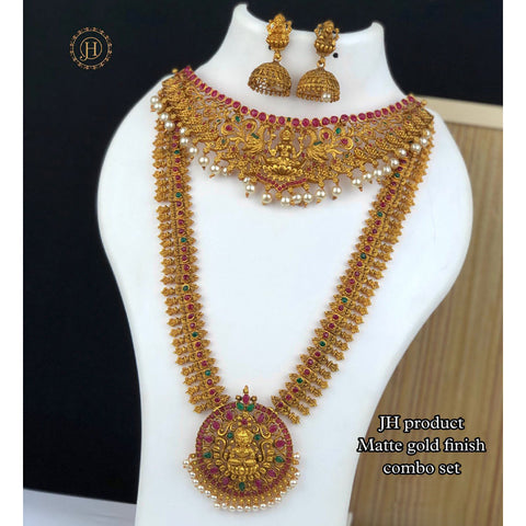 Exclusive Gold Finish Combo Necklace Set JH080