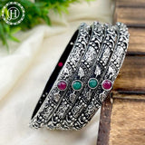 Beautiful Oxidized Bangle Set Of 4 With Colored Stones