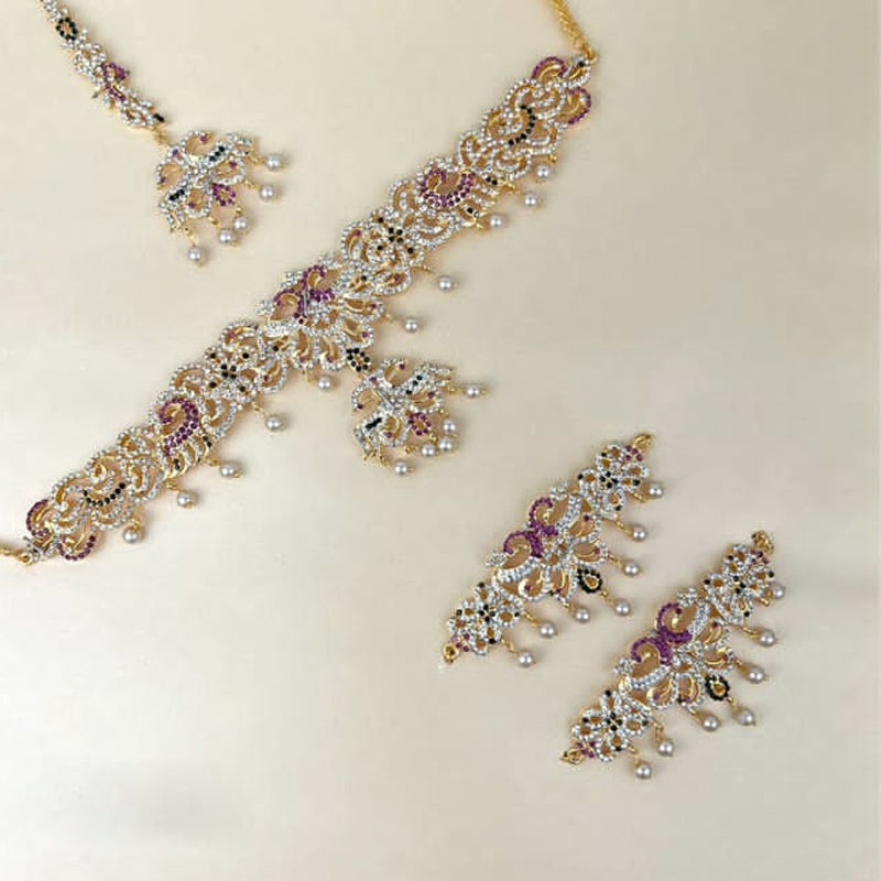 Buy Avleen Silver Bridal Necklace Set Plum Online in India - Etsy