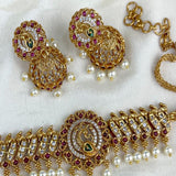 Matte Pearl With Kemp Combination Short Necklace NK-81