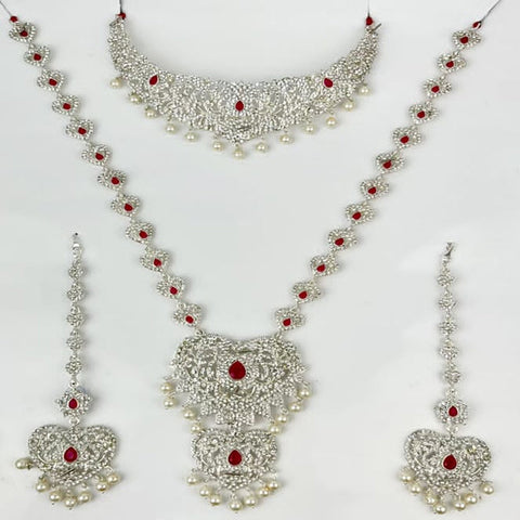 Silver Plated Indian Wedding Bridal Jewellery Set