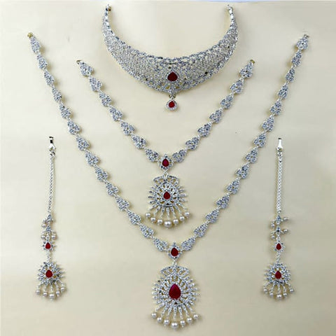 Silver Plated Indian Wedding Bridal Jewellery Set