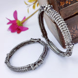Stunning German Silver Oxidized Bangle Sets From India, with colored stones - www.jewelpalace.in